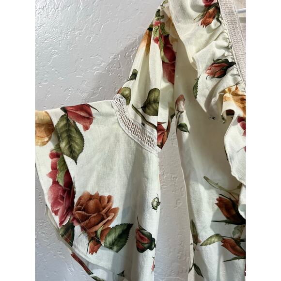 Empress Brasil Isabel Floral Ruffle Mini Dress Tie Front Size S One Size - Picture 1 of 16